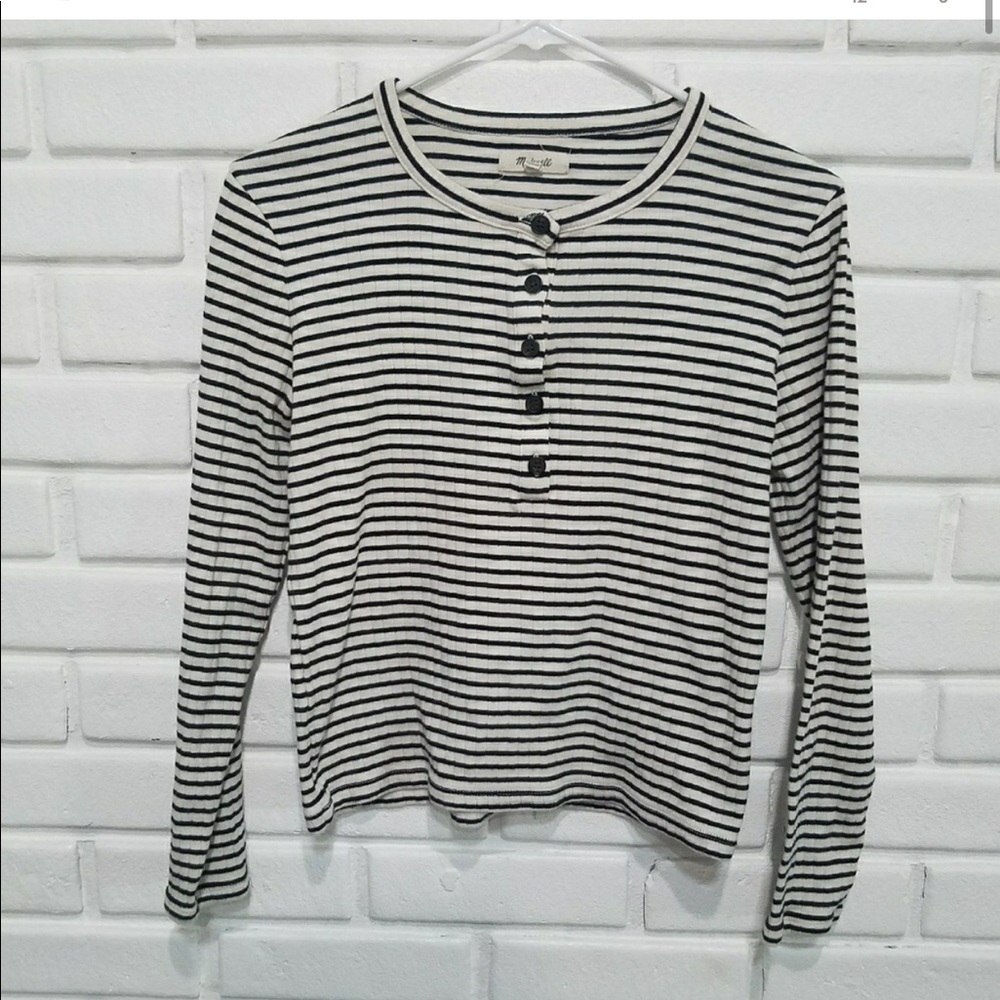 Madewell White/Black Striped Top M